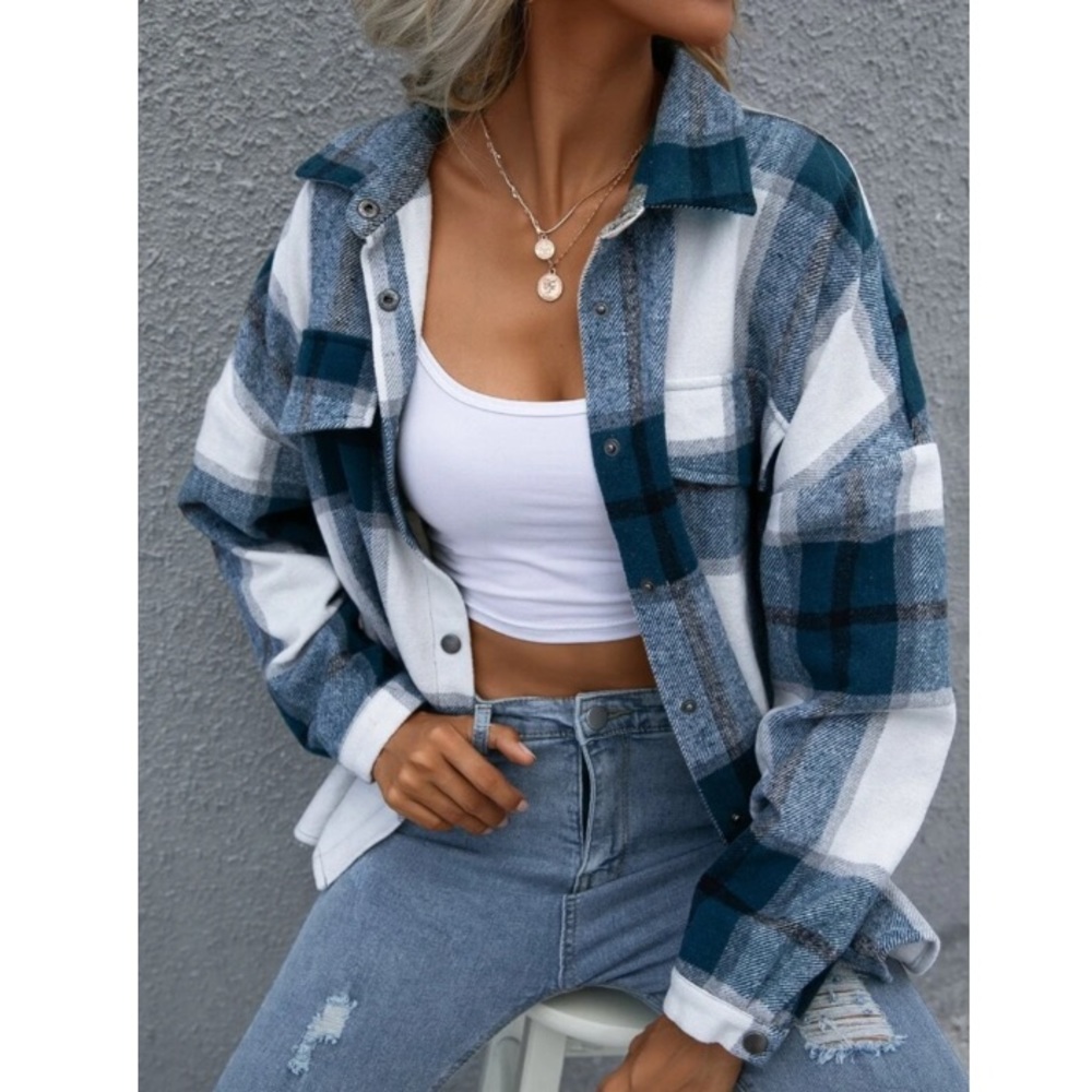 Plaid Button Down Jacket - image 1